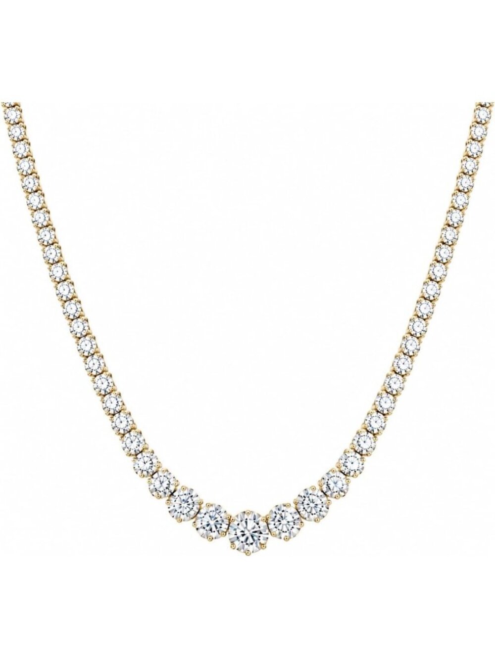 Elegant Tennis Necklace for Women, 18K Gold Plated, Sparkling CZ Chain